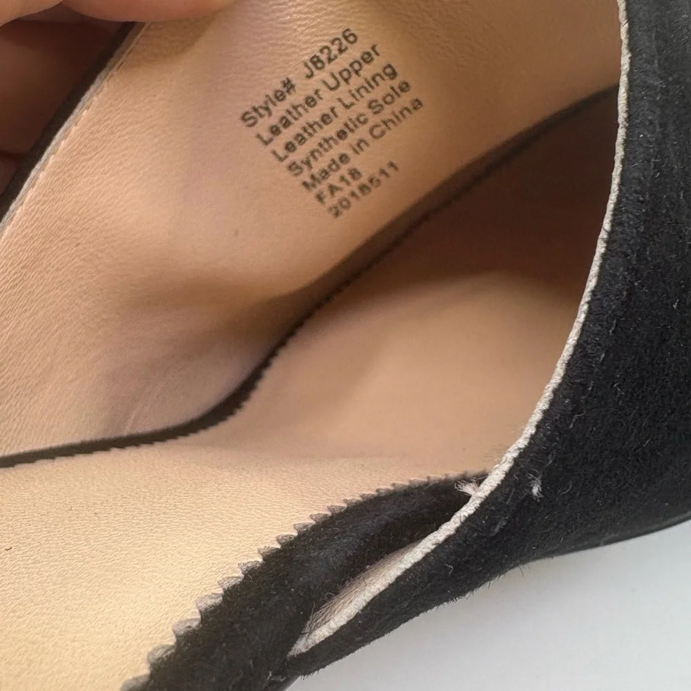 J.‎ Crew Mules Black Suede Leather Slide Block Heels Size 10.5 3” heels